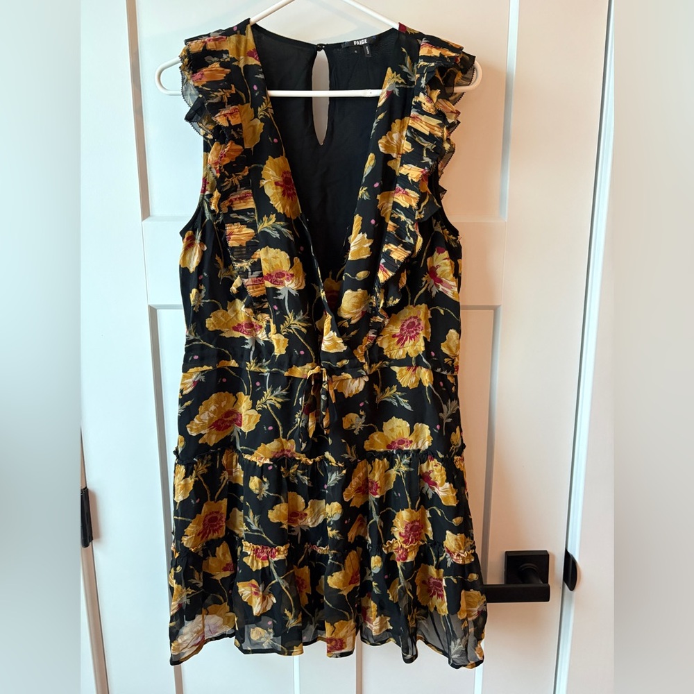 Paige ‘Barbarella’ Mini Silk Sleeveless Dress with Poppy flower print Size SM